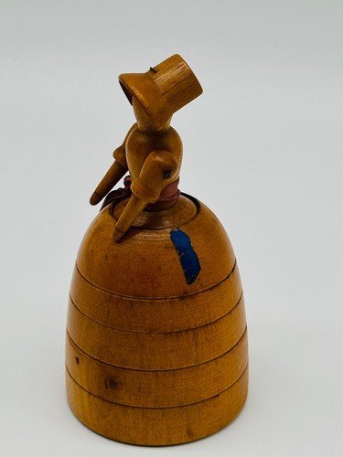 Vintage Carved Wooden Woman Perfume / Essential Oil Bottle Holder - Picture 4 of 9