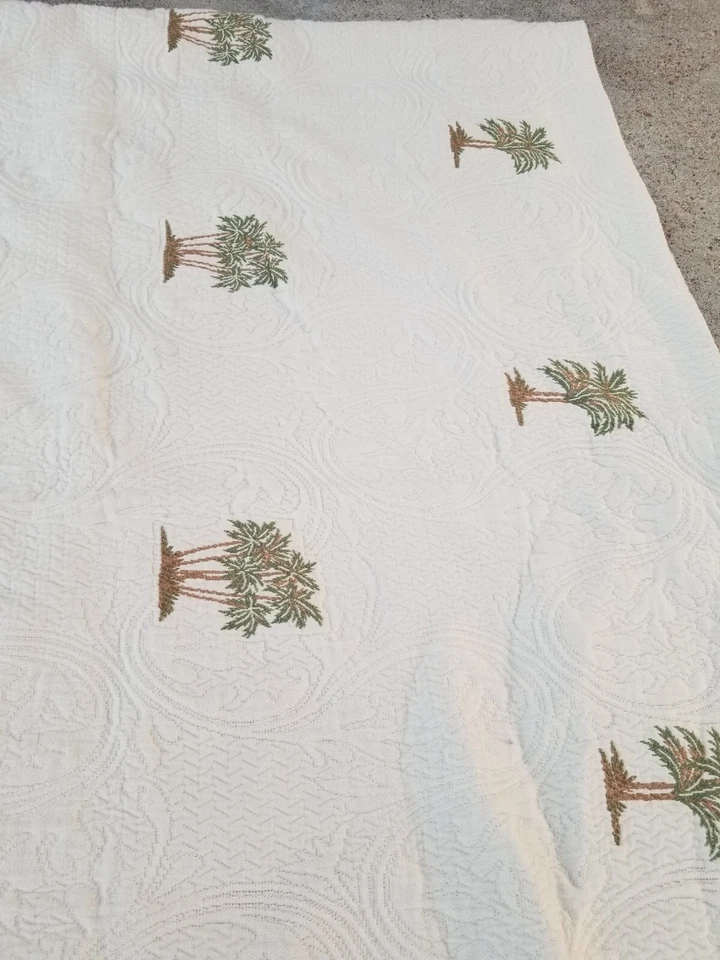 Opciones Manta Reina Algodón Egipcio Palmeras 95" x 85" Hecha en Portugal Foto 3 de 4