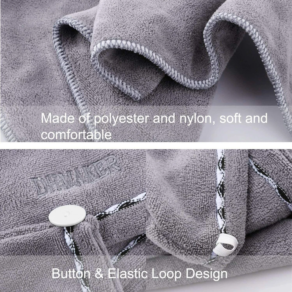 Paquete de 2 toallas envolventes de microfibra para secado de cabello para mujer - blancas y grises Foto 3 de 4