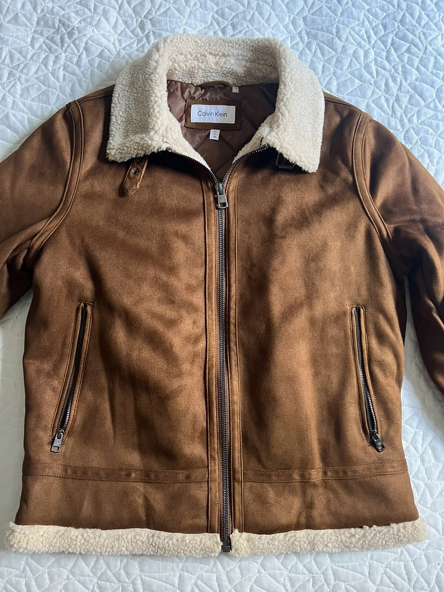 Calvin klein shearling shop aviator jacket