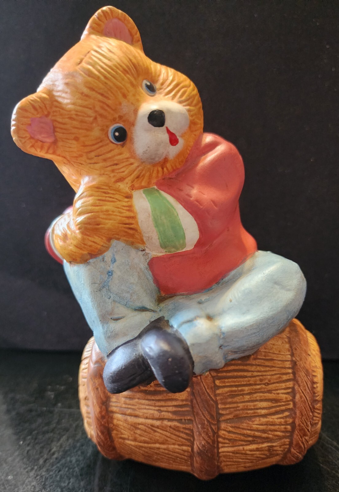 Jeans de oso de peluche alcancía monedas dinero lindo decoración vintage pintado a mano-image