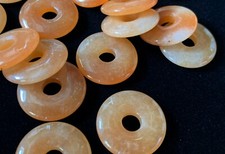 2 Pieces RED AVENTURINE Flat Donut Pendant 25mm Each