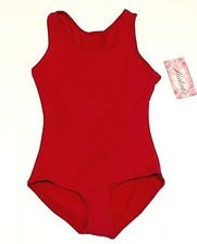 Natalie Theatrical Tank Leotard Bodysuit Keyhole Cut-out in Back Red New Girl