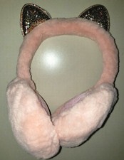 NEW SUPER SOFT PUFFY EARMUFFS GOLD KITTY CAT EARS one size fits most WARM  