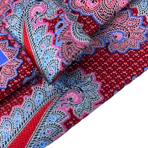 Ermenegildo Zegna Quindici Mens Tie Red/Pink/Blue Paisley #114 Silk 3.5" x 58.5" - Picture 9 of 10