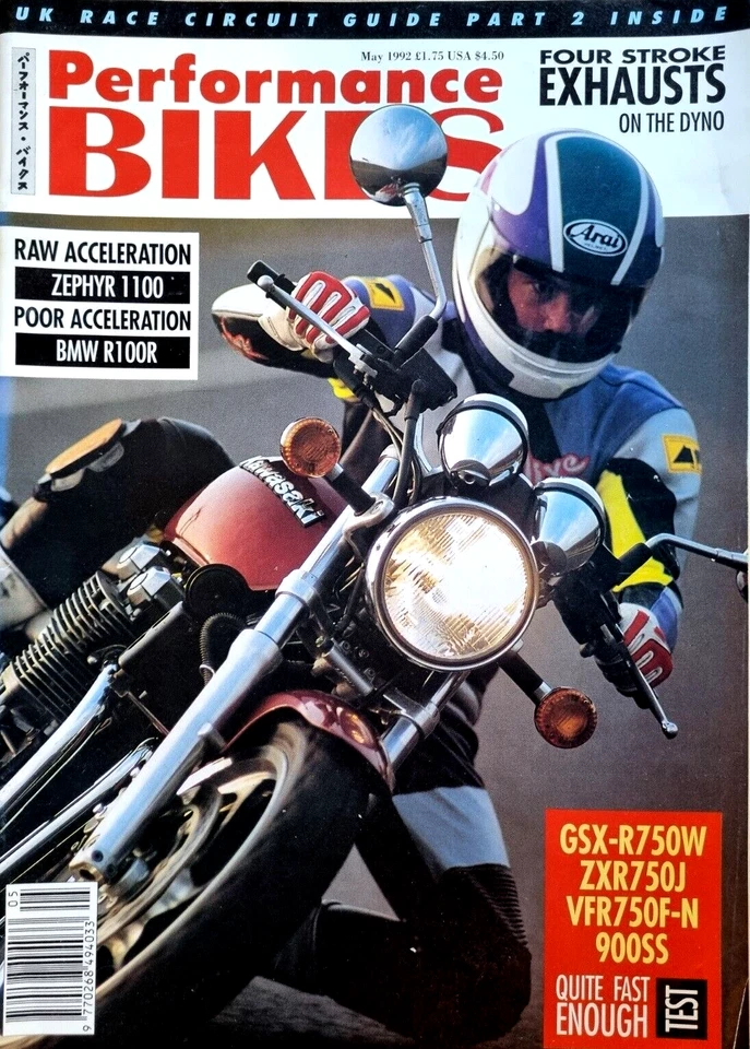 PERFORMANCE BIKES MAGAZINE May 1992  GSX-R750W ZXR750J VFR750F-N Edition VINTAGE - Image 2 of 2