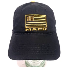 MACK TRUCKS USA Flag Officially Licensed Strapback Hat Black Gold Brand NEW NWOT