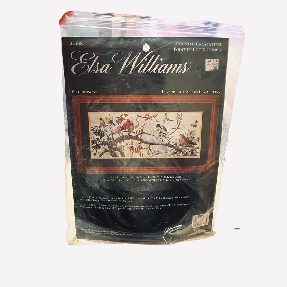 Kit Punto de Cruz Contado Elsa Williams Pájaro Temporadas 20"x8” Cardenales #02168 2005 Foto 2 de 3