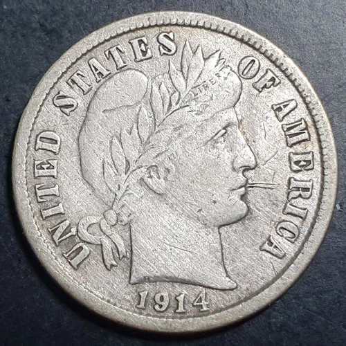 United States Barber Dime 1914 S San Francisco Mint