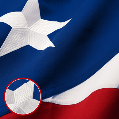 NEW G128 Puerto Rico Flag 3x5 FT, Puerto Rican Embroidered Spun Polyester