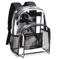 Clear Backpack Heavy Duty PVC Transparent Backpack with Reinforced Strap Stit...