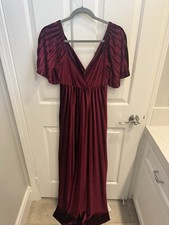 NWT ASOS Design Twist Back Empire Waist Velvet Pleated Maxi Dress US Size 8