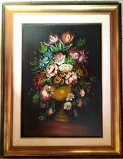 Anna Ozzici Fiori Flammingo olio su tela 50x70 '79 quotato investimento AFFARE!