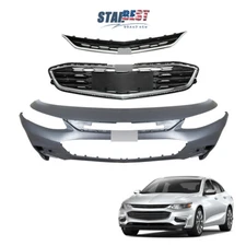 Fit For 2016 2017 2018 Chevy Malibu Front Bumper Cover & Upper and Lower Grille