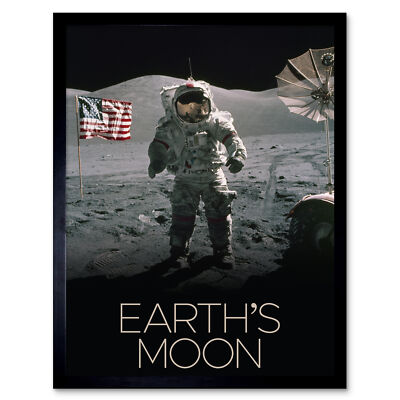 NASA Our Solar System Moon Surface Apollo 17 Astronaut Framed Art Print 12x16