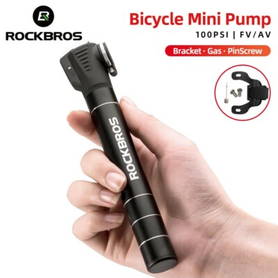 #ad ROCKBROS Bicycle Mini Portable Light Alu Alloy Air Pump One way Bike Pump FV AV $14.99