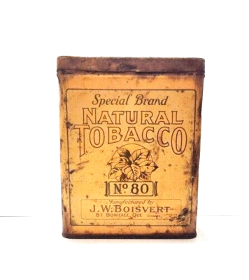 Antique Natural Tobacco No. 80, J. W. Bousvert, Canada, Empty Tin