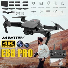 New RC Drone With 4K HD Dual Camera WiFi FPV Foldable Quadcopter W/ 4 Battery