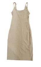 tan nude cotton stretch bodycon tank dress midi dress S