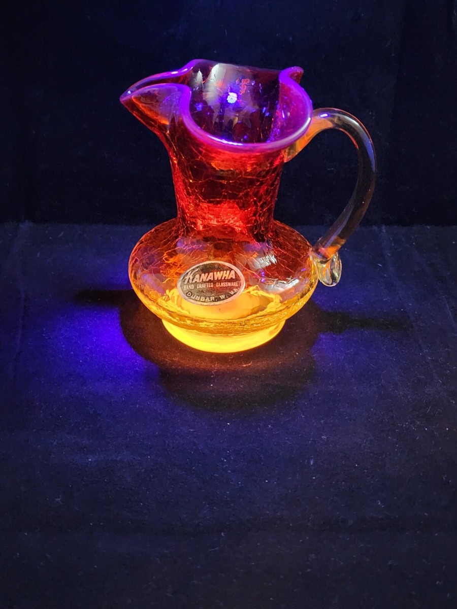 4 Inch Amberina Crackle Glass Pitcher By Kanawha | eBay