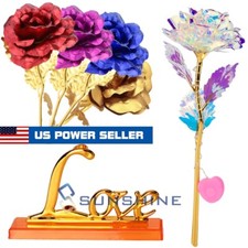 24K Golden Rose, Real Dipped in Gold Rose Long Stem with Gift Box, Mother's Day