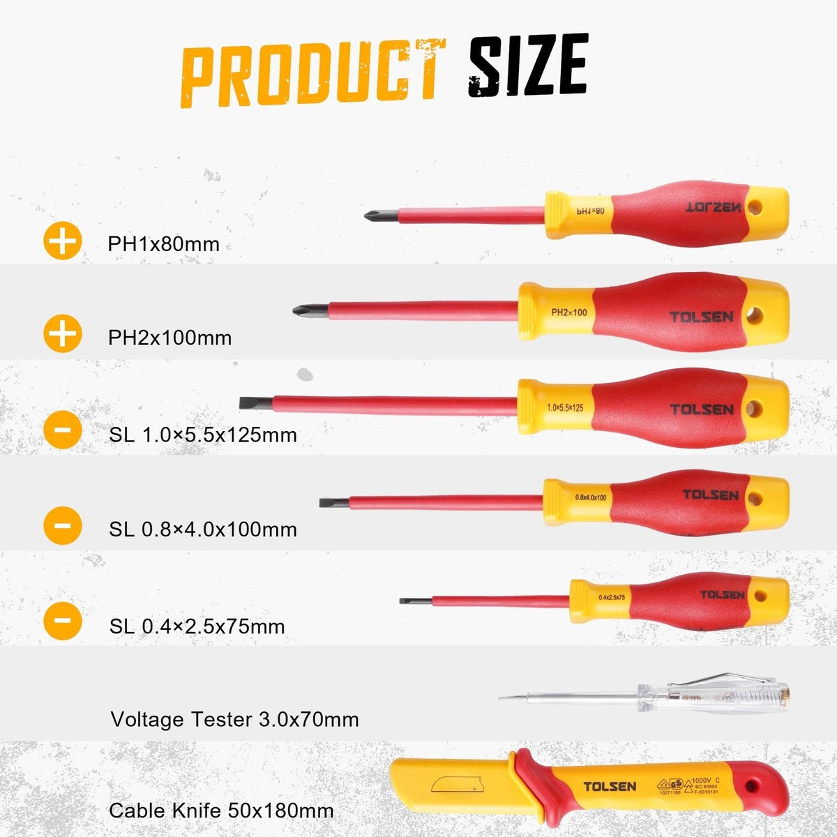 TOLSEN 11-Piece VDE Insulated Set 1000V Insulated Electrician Tool