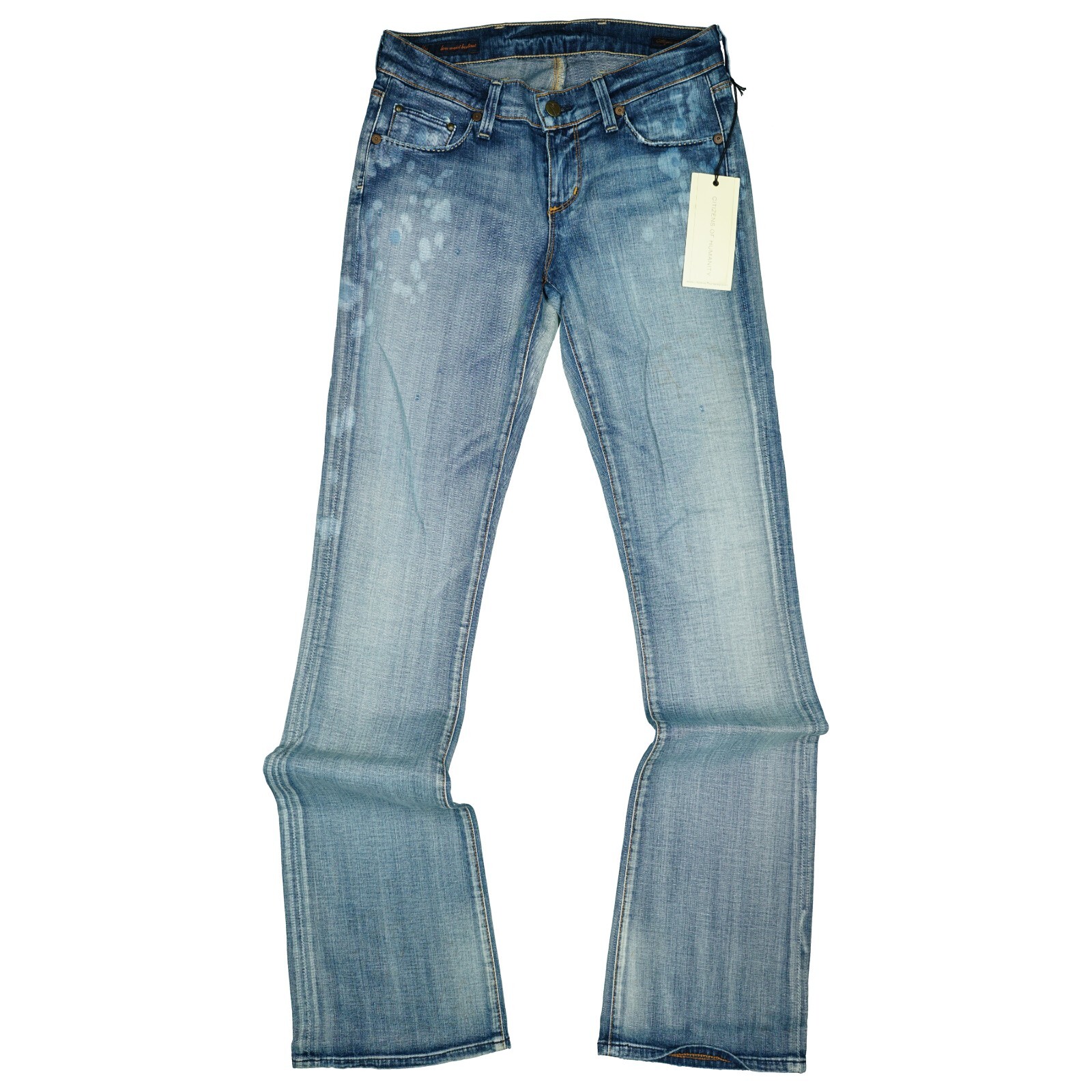 Pantalones de mezclilla elásticos Citizens of Humanity Kelly Bootcut W25 L36 largo azul ácido NUEVO