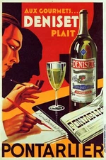 Anis Deniset Pontarlier Writer Smoking Pipe Drink Vintage Poster Repro FREE S/H