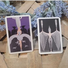 Pair Vintage Art Deco Playing Swap Cards, Vintage Trade Cards, Lady In Dress