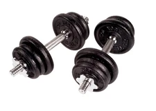 York Barbell Cast Iron Adjustable Spinlock Dumbbell Set – 50 Lb.14” 2.5 Lb, 5 lb