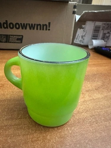 Vintage Fire King Anchor Hocking Green Mug Cup Avocado 4 inch