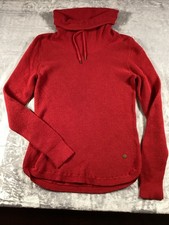 Lauren Ralph Lauren Red Cowl Neck Waffle Knit Sweater Curved Hem 100 Cotton