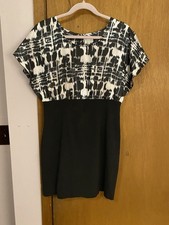 Vintage A. Byer Black and White Patterned Mini Dress Size 7 Made In USA