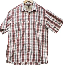 Eddie Bauer Mens Travex Button Up Shirt Short Sleeve Size M Multi Plaid