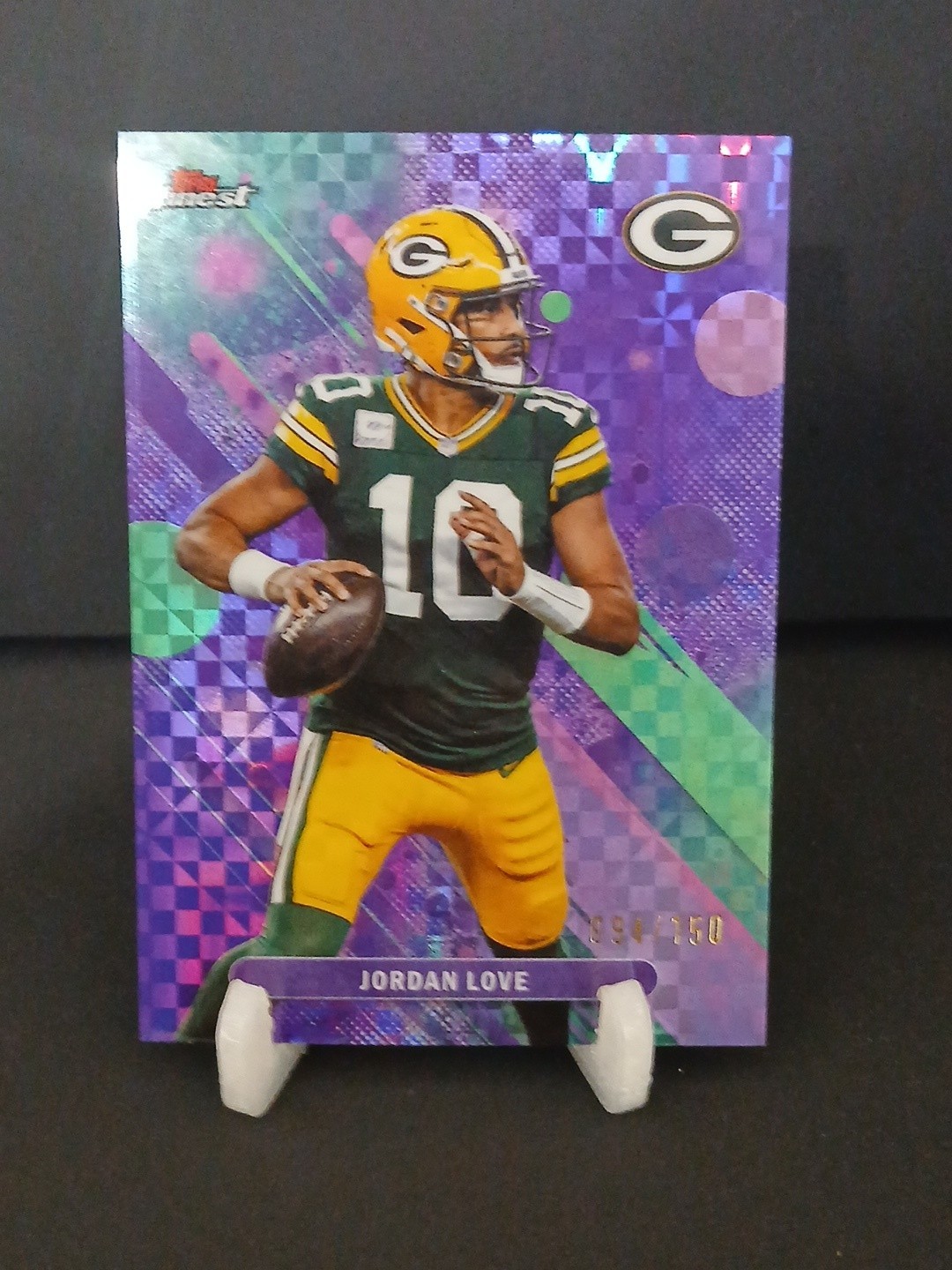 2025 Topps Finest Jordan Love Purple Common X-Fractor #094/150 Packers