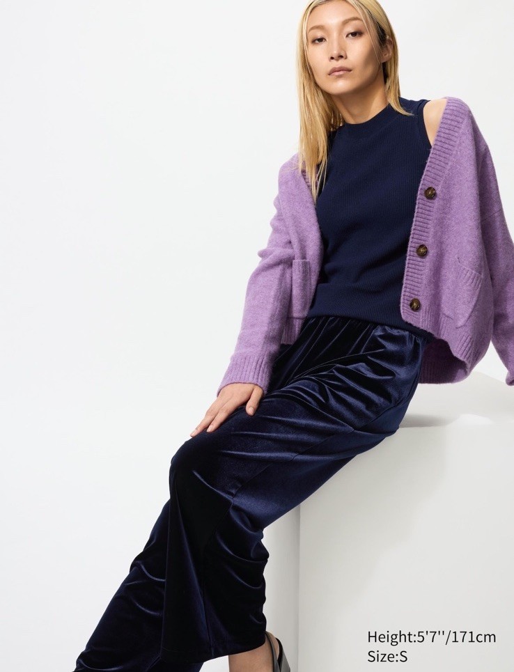 Uniqlo Soft Velour Easy Pants Navy Women's M | eBay