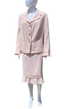 John Meyer Plus Size 22W Pink Ruffle Hem Church Suit Special Occasion Career