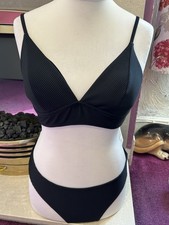 Cupshe Black Textured Ribbed Summer Holiday Bikini Swimwear Two piece size Med