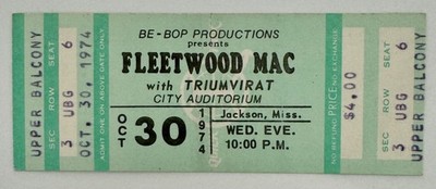 Fleetwood Mac Concert Ticket 1974 Green