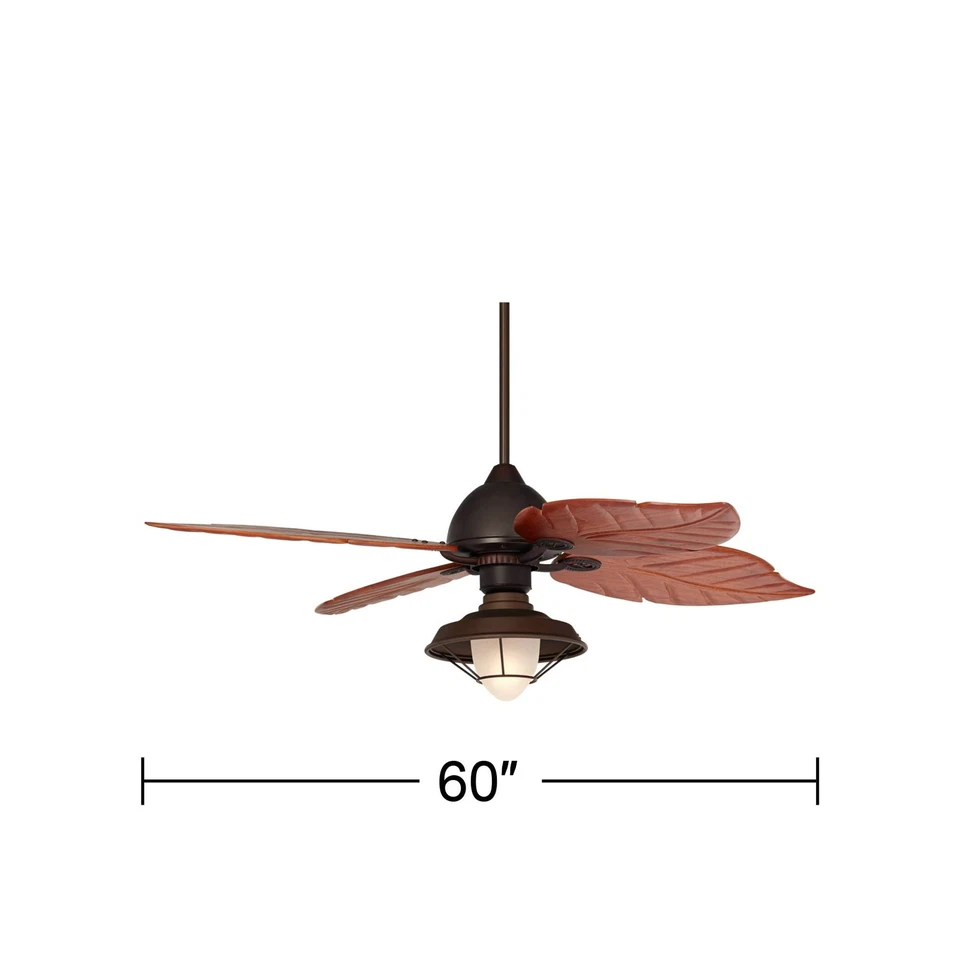 60" Oak Creek Tropical Indoor Outdoor Ceiling Fan with LED Light Bronze Walnut - Image 4 of 4