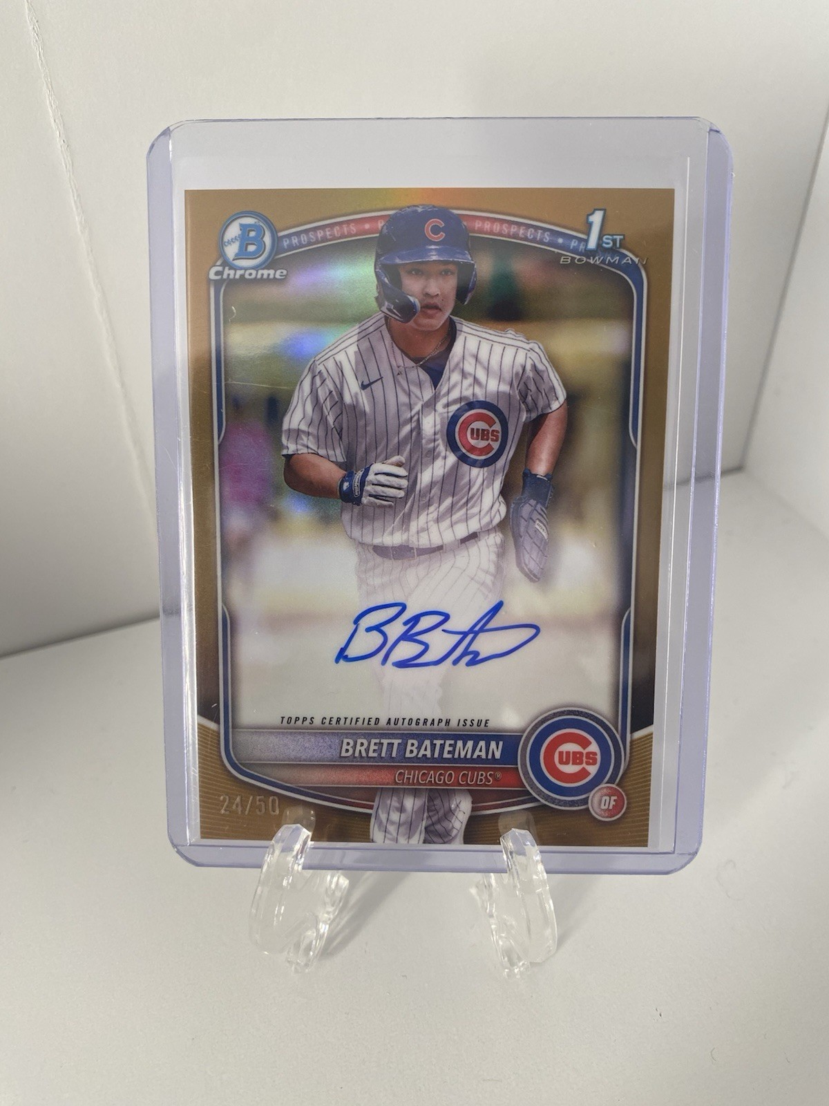 2025 Bowman Chrome Brett Bateman True Gold 1st Auto /50 Cubs 