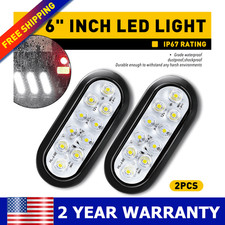 2x 6 White 10 Led Trailer Truck Reverse Sealed Back-up Tail Lights 12v Eot