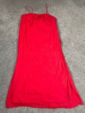 Banana Republic Dress Womens Large Red Cotton Maxi Sheath Beach Boho Corset Back