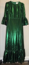 Pomander Place Crinkle Lurex Lillith Maxi Dress Emerald Green - Size Small
