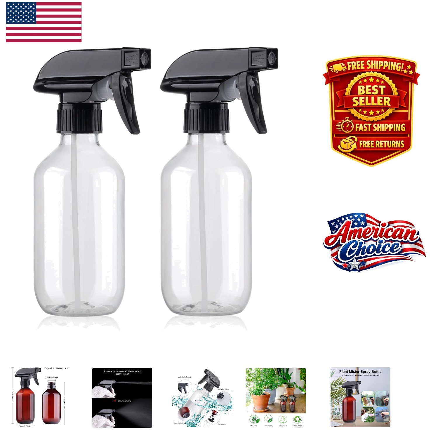 With Fine Mist Nozzle - Perfect For Home & Garden