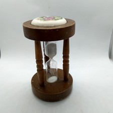Vintage Wooden Egg Sand Timer 4" Hourglass  Porcelaine Painted Courting Couple