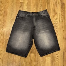Akademiks Washed Denim Jean Shorts Size 36 Fits 34 Baggy Piece Keeper Y2K Vtg