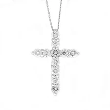 14Kt Gold 1 Ct Lab Grown Diamond Cross Pendant Necklace