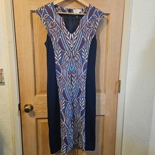 Size Small HD In Paris Elegant Blue and White Patterned Dress