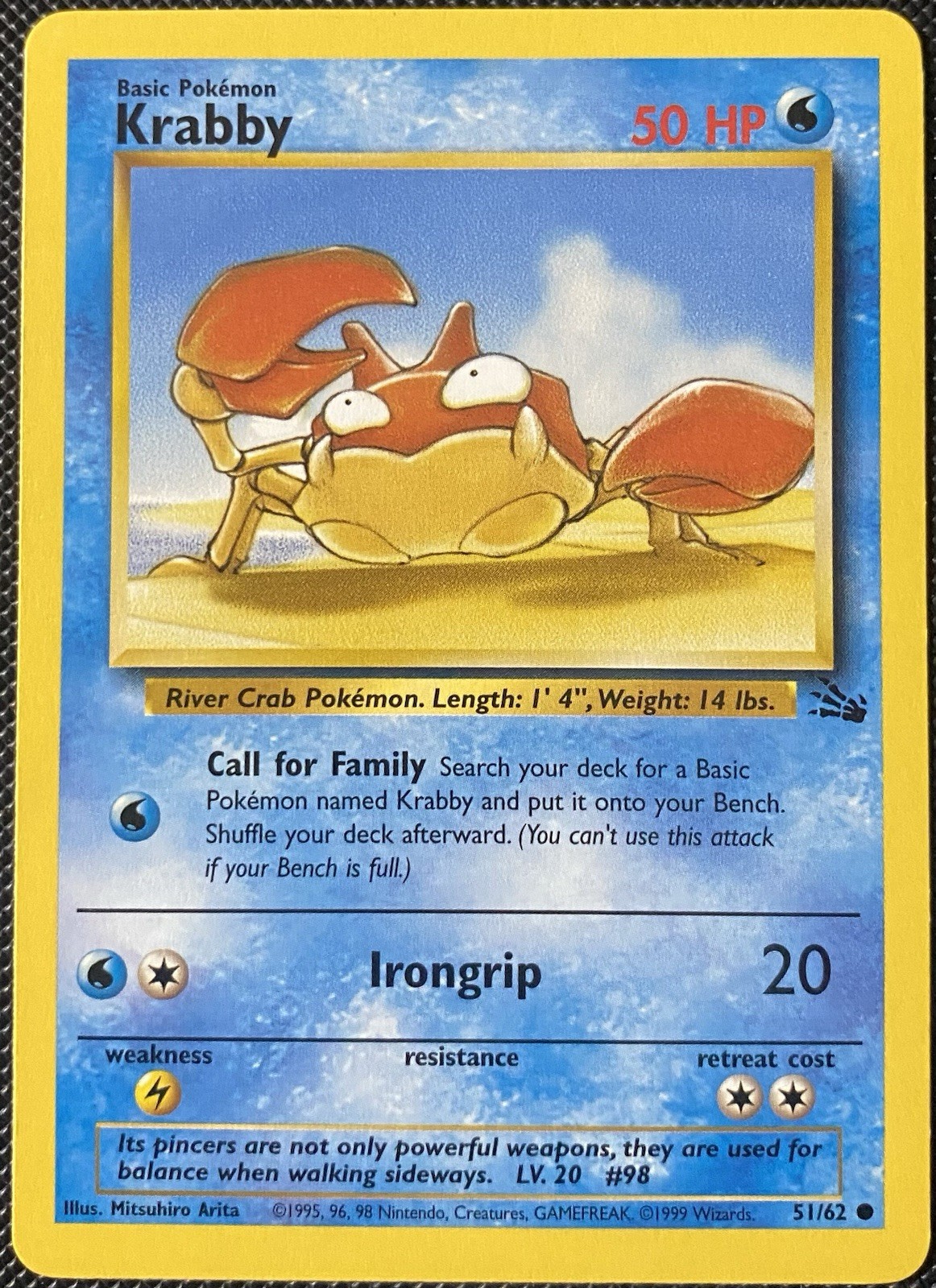 Krabby 51/62 Fossil Regular Unlimited WOTC LP Pokémon